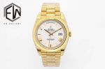 EW Factory Rolex Daydate 40mm 3255 Movement White Face Yellow Gold President Band Watch